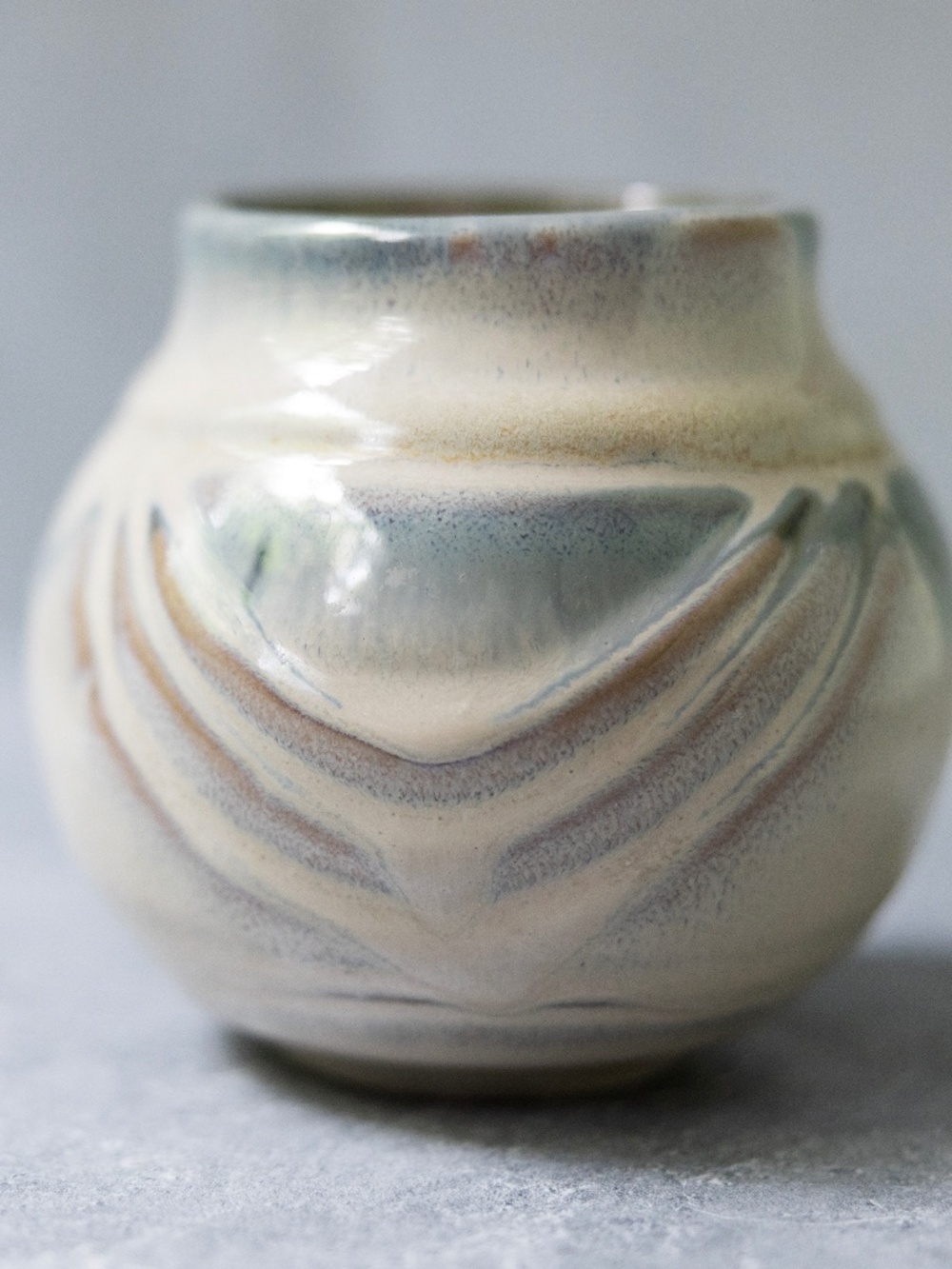 Bay studio pottery small round vintage vase American USA